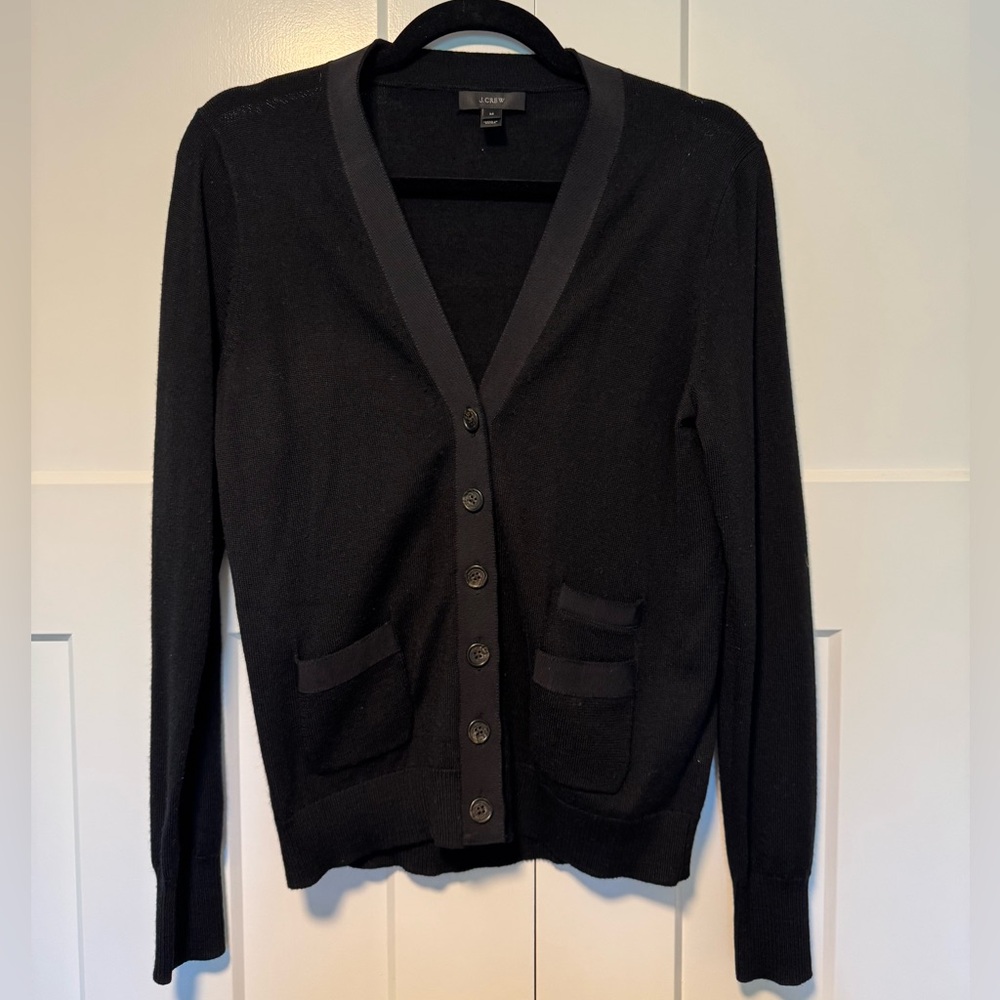 J. Crew Classic Black Button-Up Cardigan